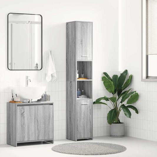 Armadietto Bagno Grigio Sonoma 30x30x183,5 cm Legno tecnico | homemem39