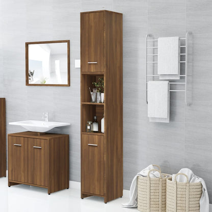 Armadietto Bagno Rovere Marrone 30x30x183,5cm Legno tecnico