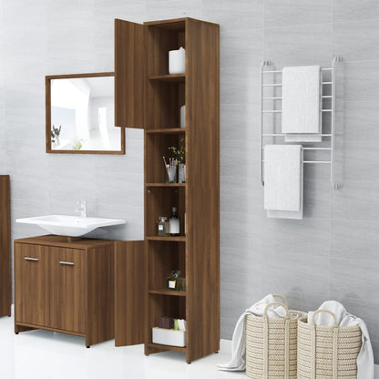 Armadietto Bagno Rovere Marrone 30x30x183,5cm Legno tecnico