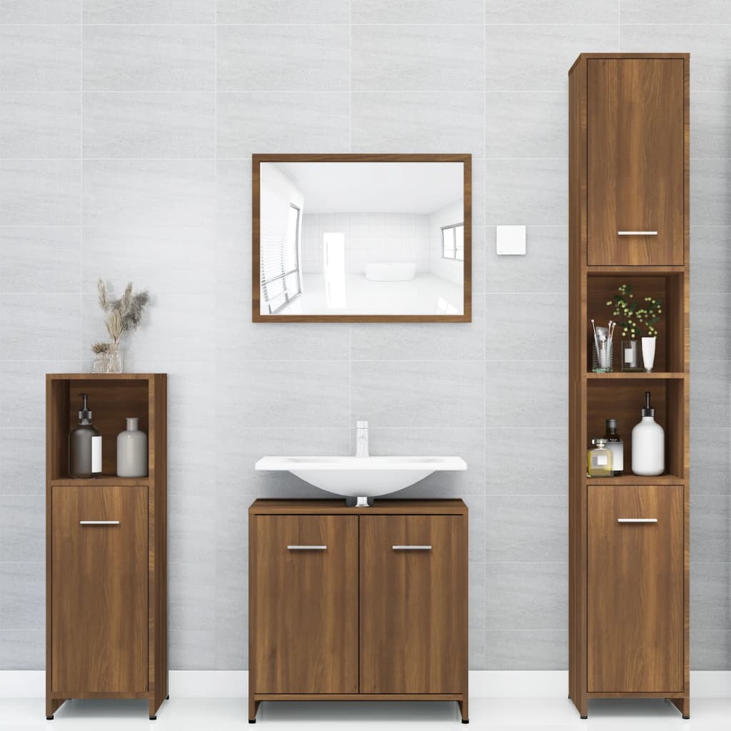 Armadietto Bagno Rovere Marrone 30x30x183,5cm Legno tecnico