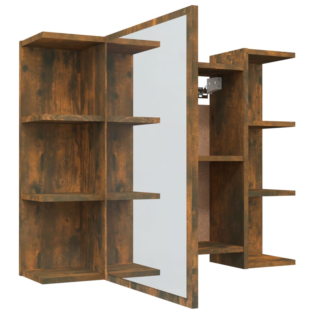 Mobile Bagno Specchio Rovere Fumo 80x20,5x64 Legno Multistrato | homemem39