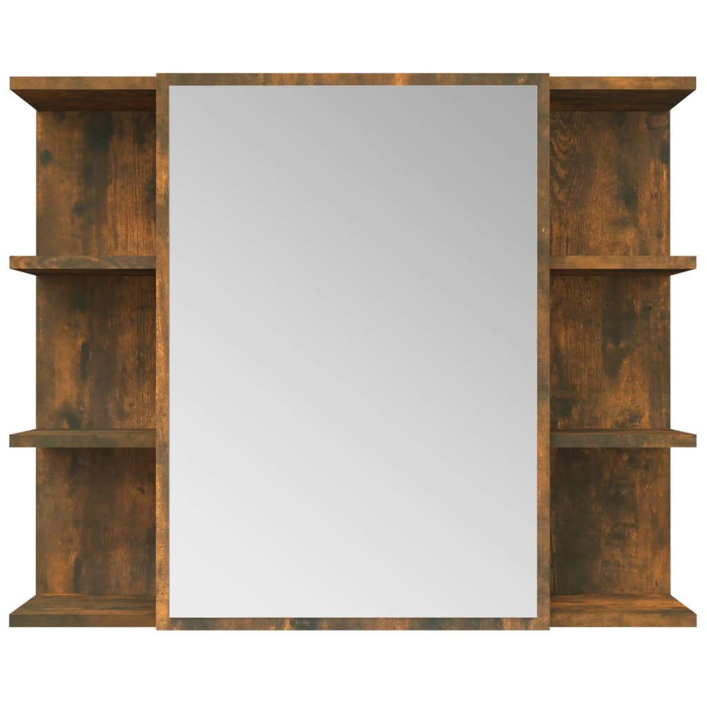 Mobile Bagno Specchio Rovere Fumo 80x20,5x64 Legno Multistrato