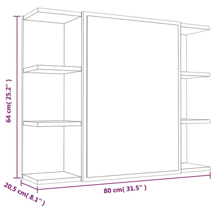 Mobile Bagno Specchio Rovere Fumo 80x20,5x64 Legno Multistrato | homemem39