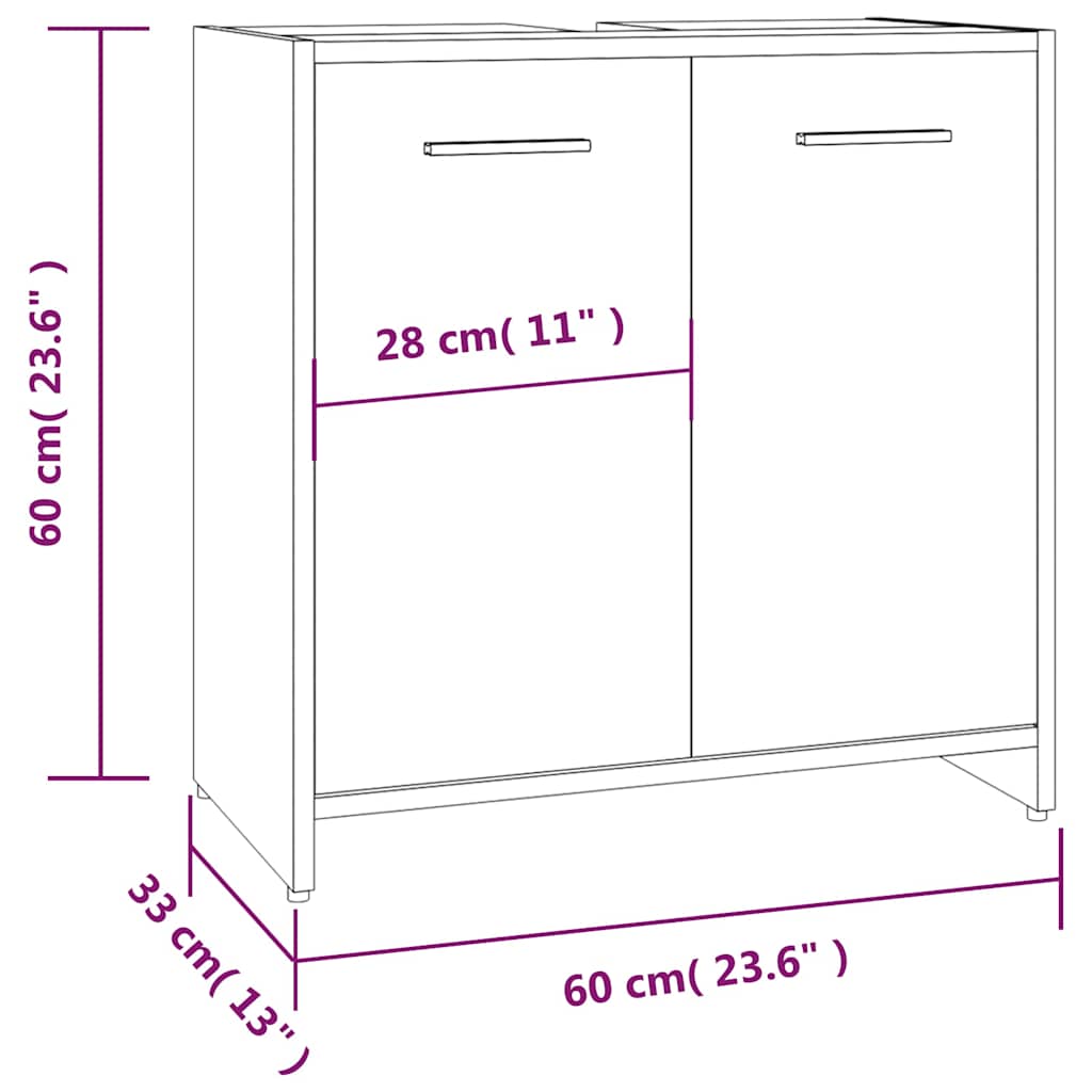 Armadietto Bagno Grigio Sonoma 60x33x60 cm in Legno Multistrato | homemem39