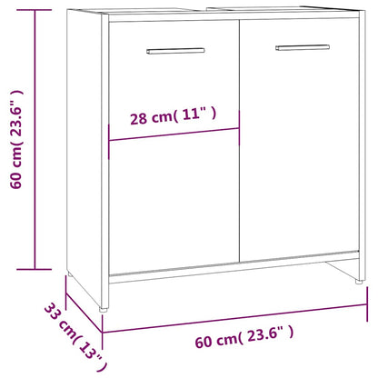 Armadietto Bagno Grigio Sonoma 60x33x60 cm in Legno Multistrato