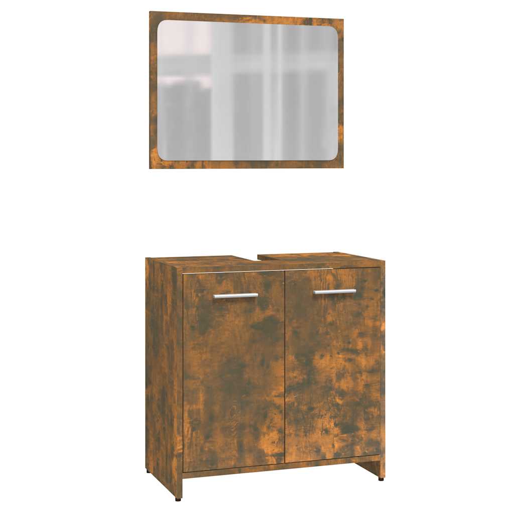 Set di Mobili da Bagno Rovere Fumo in Legno Multistrato | homemem39