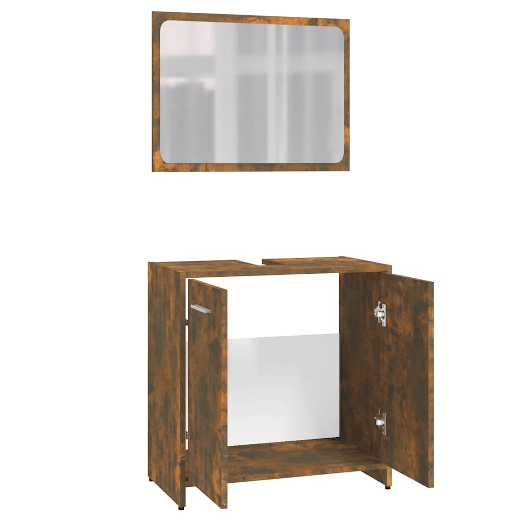 Set di Mobili da Bagno Rovere Fumo in Legno Multistrato | homemem39