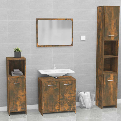 Set di Mobili da Bagno Rovere Fumo in Legno Multistrato | homemem39