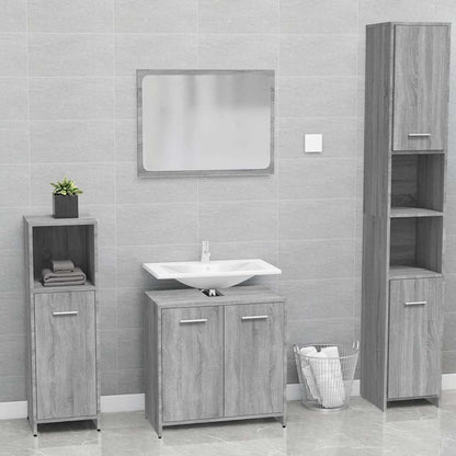 Set di Mobili da Bagno Grigio Sonoma in Legno Multistrato