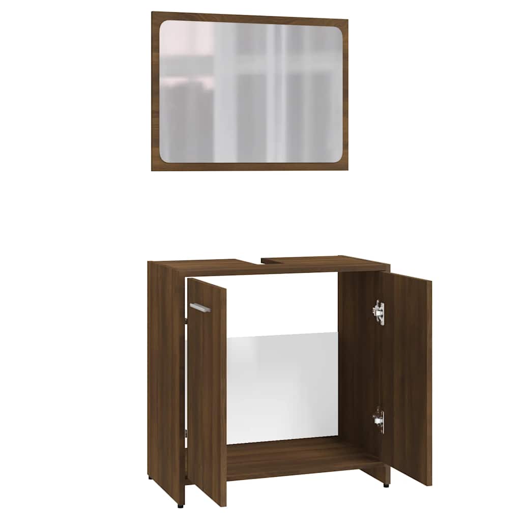 Set Mobili da Bagno Rovere Marrone in Legno Multistrato | homemem39