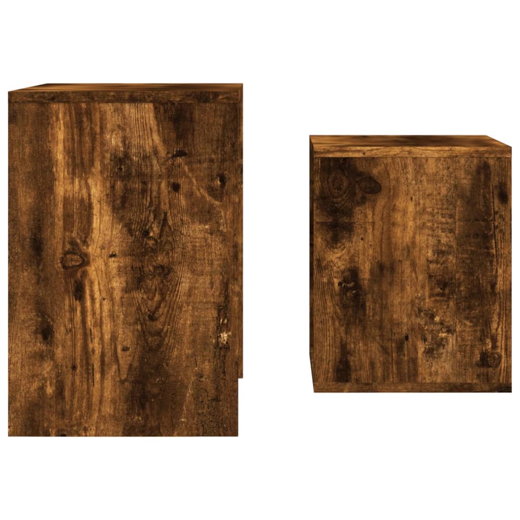 Tavolini Impilabili 2 pz Rovere Fumo in Legno Multistrato | homemem39