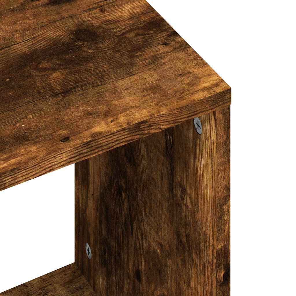 Tavolini Impilabili 2 pz Rovere Fumo in Legno Multistrato