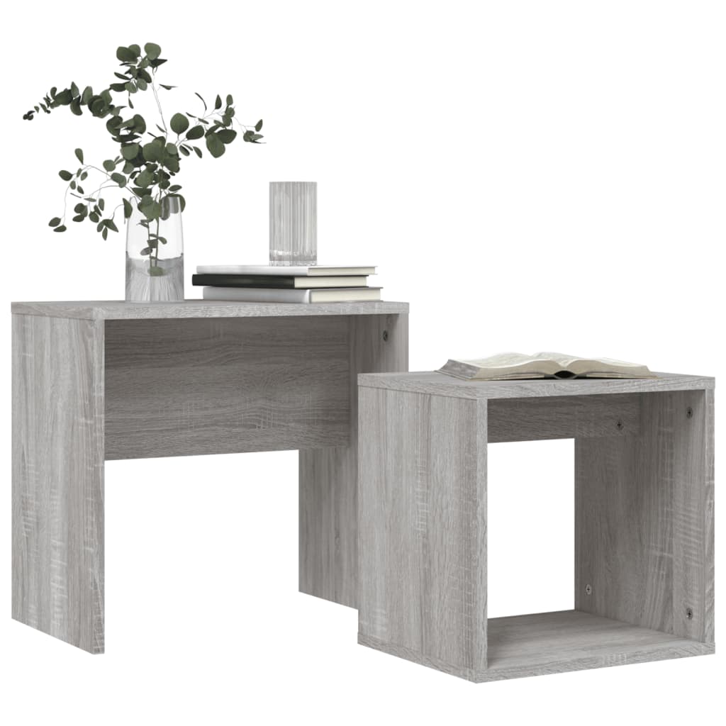 Tavolini Salotto Impilabili 2pz Grigio Sonoma Legno Multistrato | homemem39