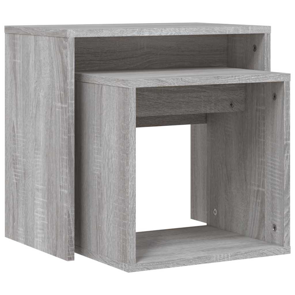 Tavolini Salotto Impilabili 2pz Grigio Sonoma Legno Multistrato