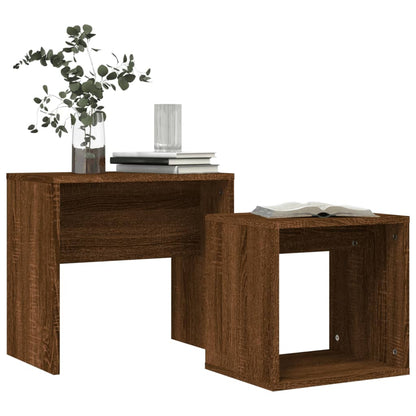 Tavolini Impilabili 2 pz Rovere Marrone in Legno Multistrato | homemem39