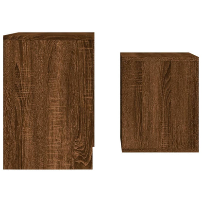 Tavolini Impilabili 2 pz Rovere Marrone in Legno Multistrato | homemem39