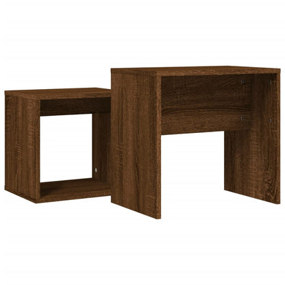 Tavolini Impilabili 2 pz Rovere Marrone in Legno Multistrato | homemem39