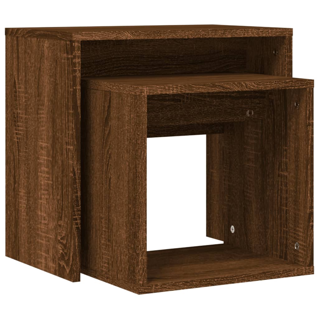 Tavolini Impilabili 2 pz Rovere Marrone in Legno Multistrato | homemem39