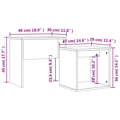 Tavolini Impilabili 2 pz Rovere Marrone in Legno Multistrato | homemem39