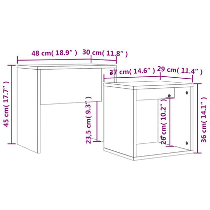 Tavolini Impilabili 2 pz Rovere Marrone in Legno Multistrato