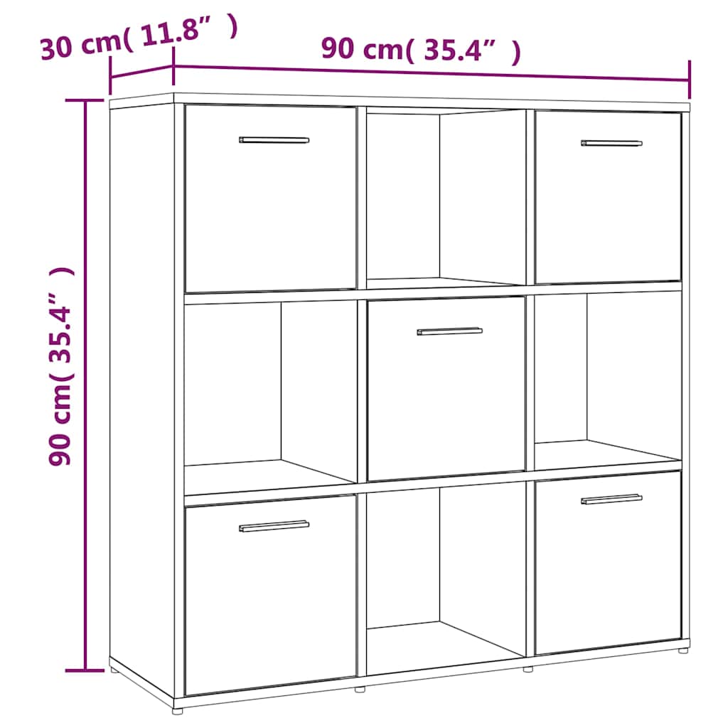 Libreria Rovere Fumo 90x30x90 cm in Legno Multistrato