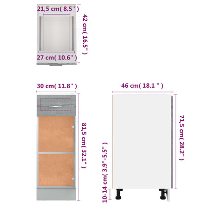 Mobile con Cassetto “Lyon” Grigio Sonoma 30x46x81,5 | homemem39