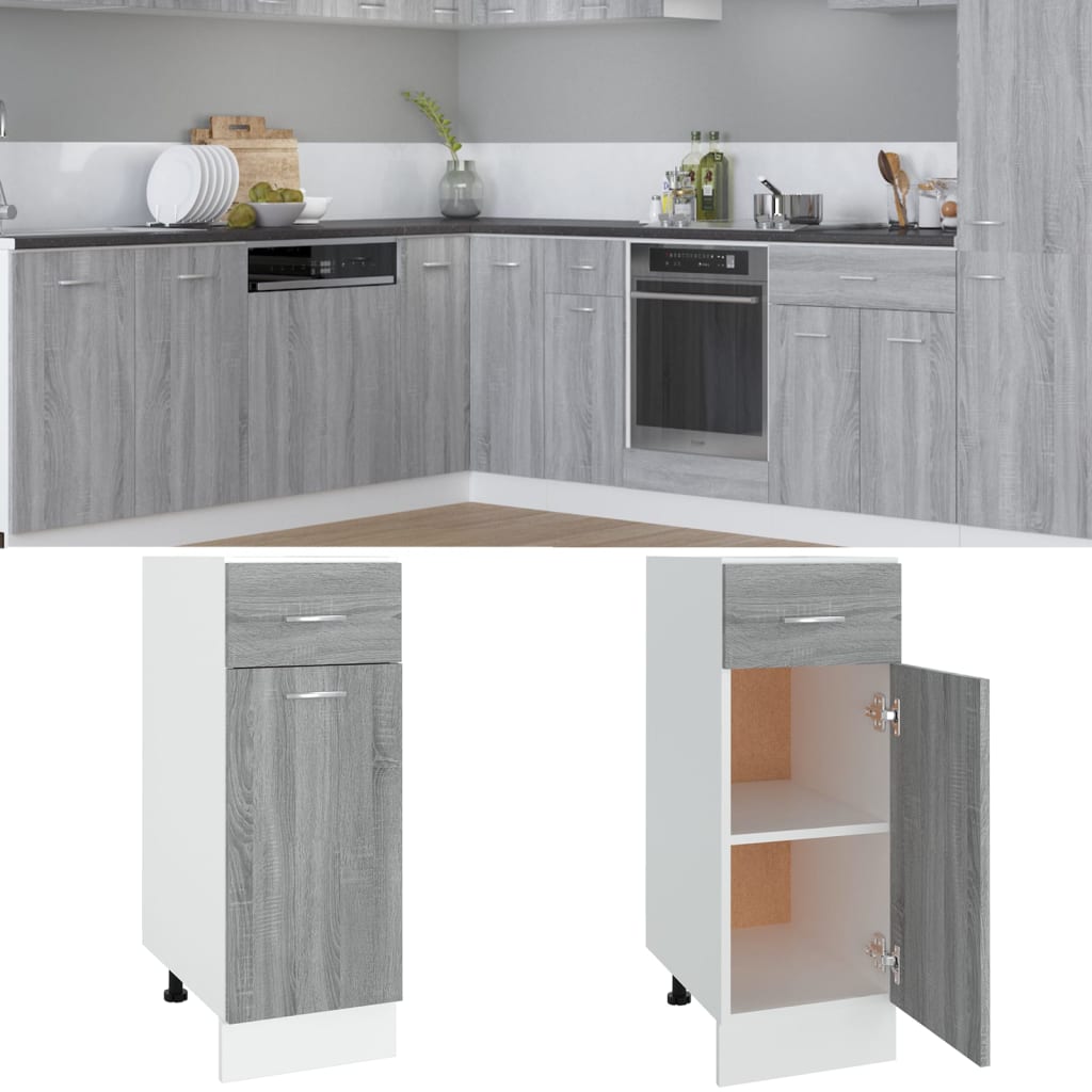 Mobile con Cassetto “Lyon” Grigio Sonoma 30x46x81,5 | homemem39