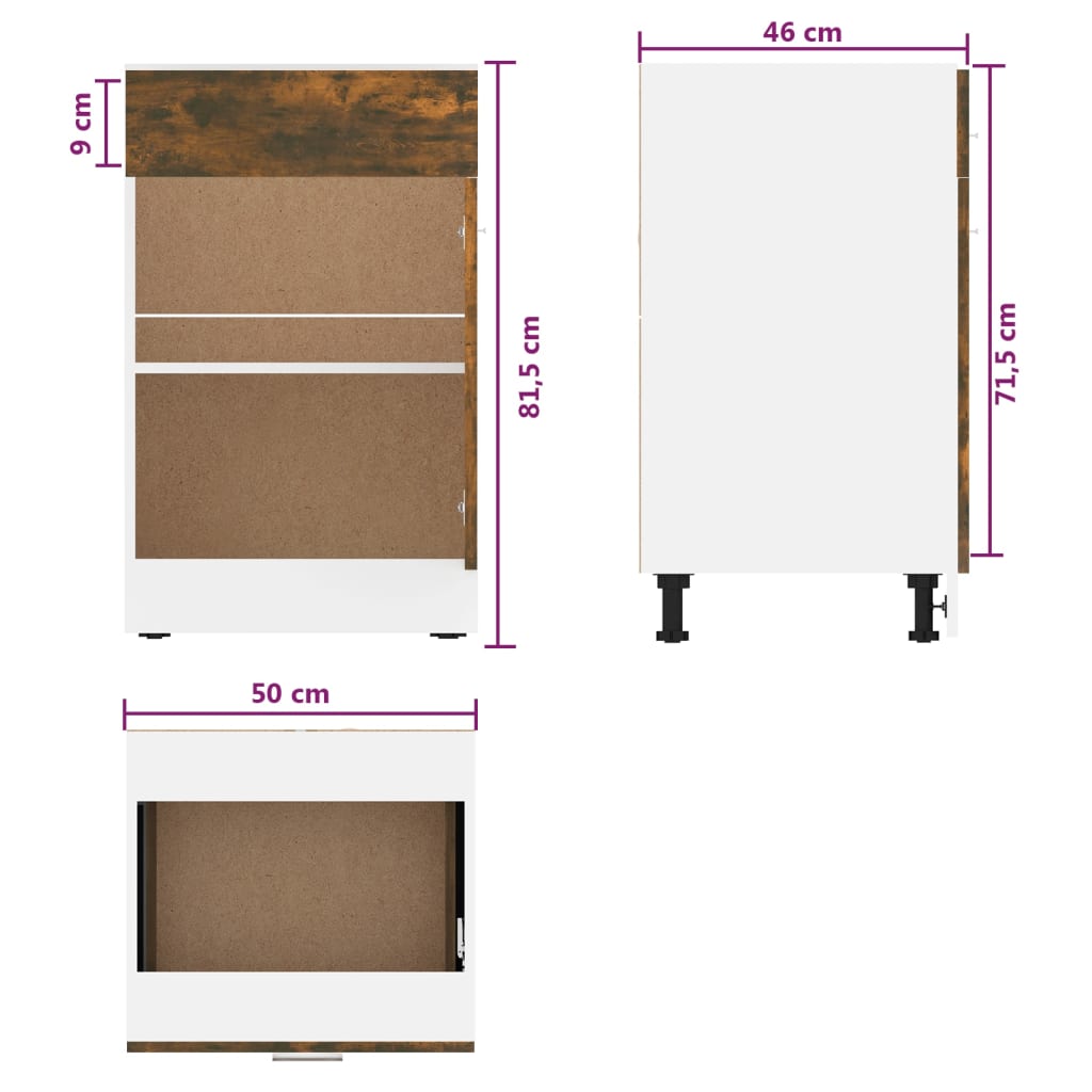 Mobile con Cassetto “Lyon” Rovere Fumo 50x46x81,5 cm