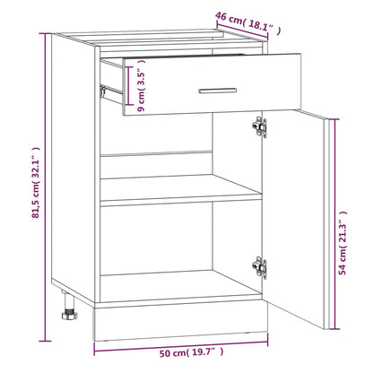 Mobile con Cassetto “Lyon” Rovere Fumo 50x46x81,5 cm | homemem39