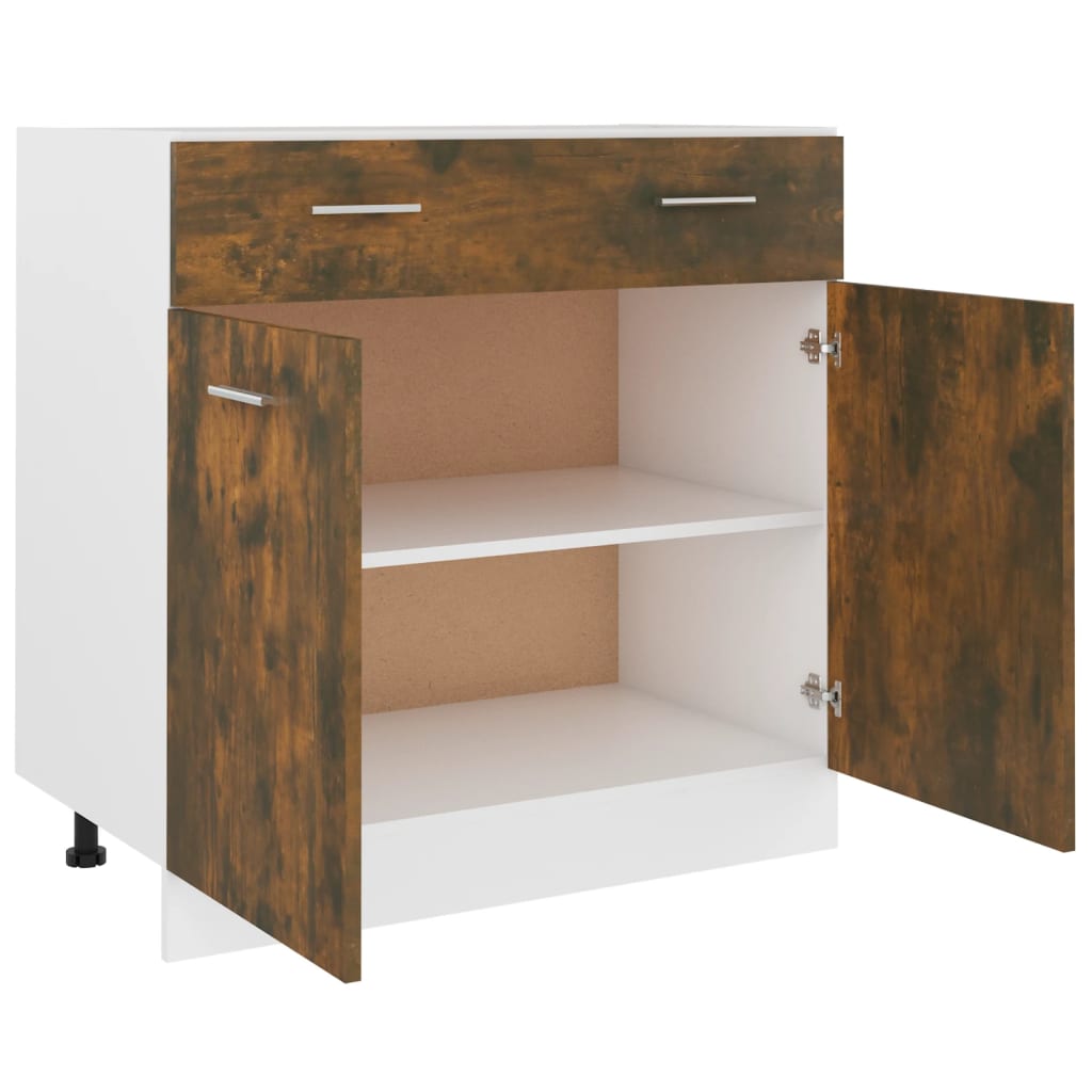 Mobile con Cassetto Rovere Fumo 80x46x81,5 cm Legno Multistrato