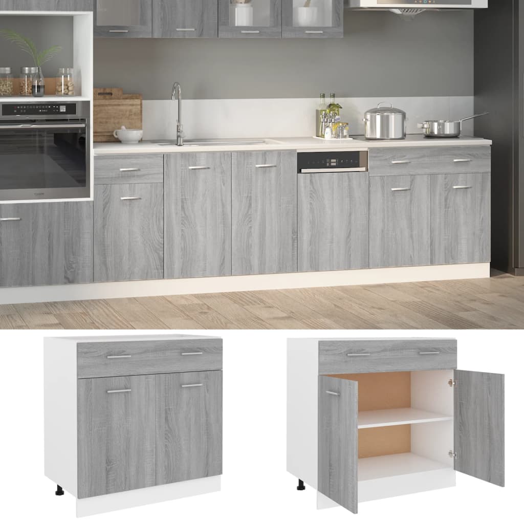 Mobile con Cassetto “Lyon” Grigio Sonoma 80x46x81,5