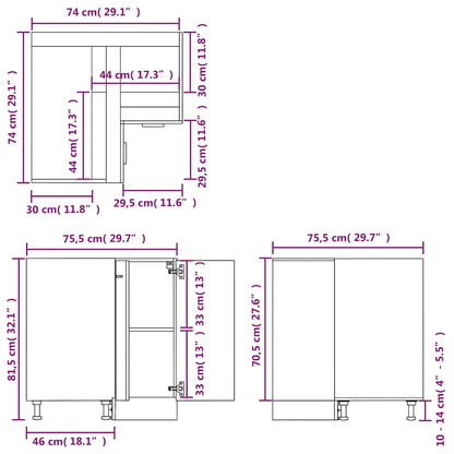 Armadietto Cucina “Lyon” Rovere Fumo 75,5x75,5x81,5 cm