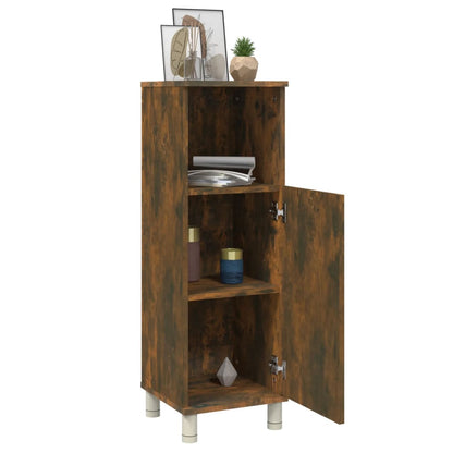Armadietto Bagno Rovere Fumo 30x30x95 cm in Legno Multistrato | homemem39