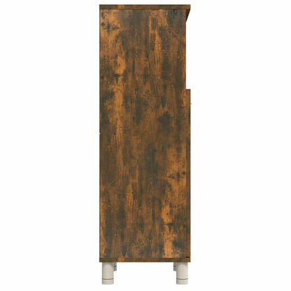 Armadietto Bagno Rovere Fumo 30x30x95 cm in Legno Multistrato