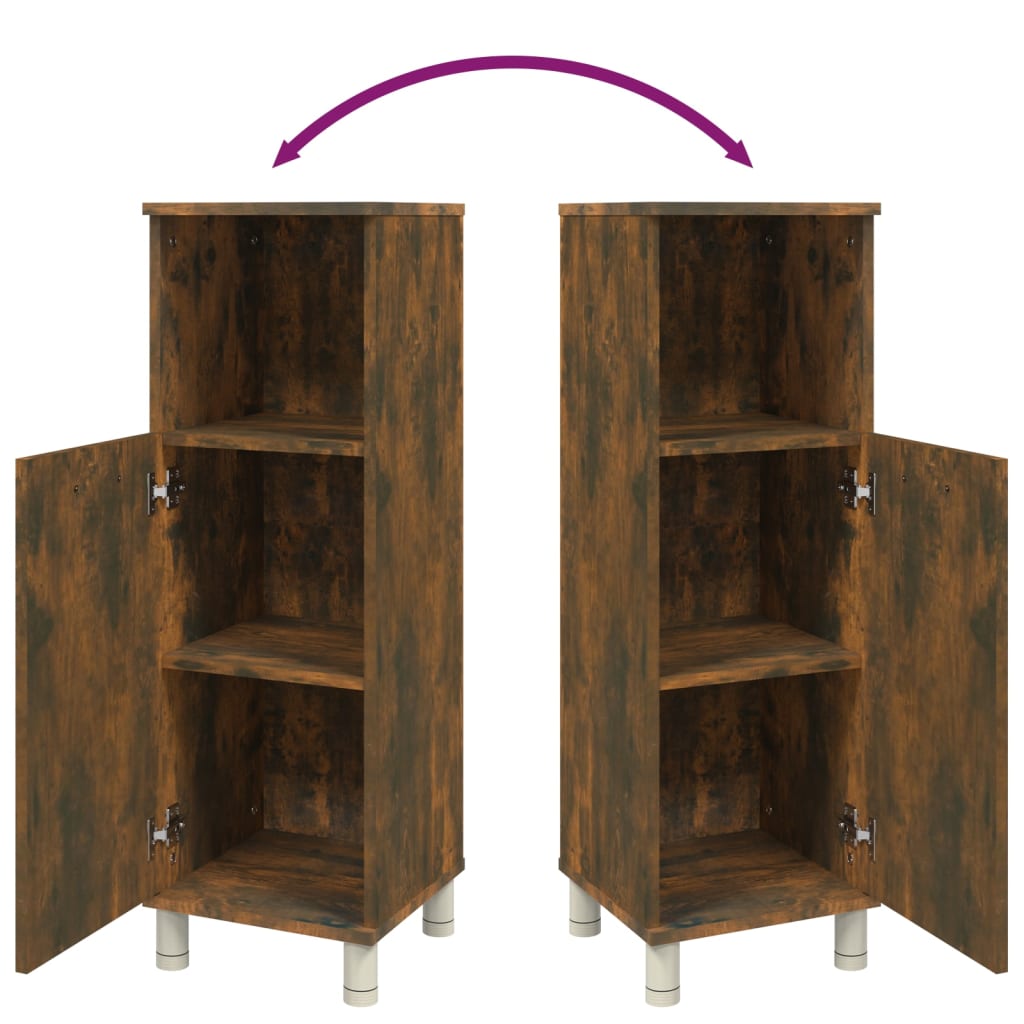 Armadietto Bagno Rovere Fumo 30x30x95 cm in Legno Multistrato | homemem39