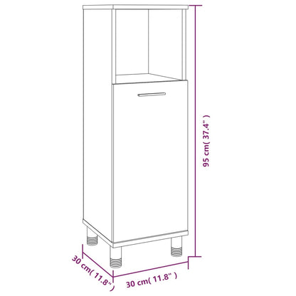 Armadietto Bagno Rovere Fumo 30x30x95 cm in Legno Multistrato | homemem39