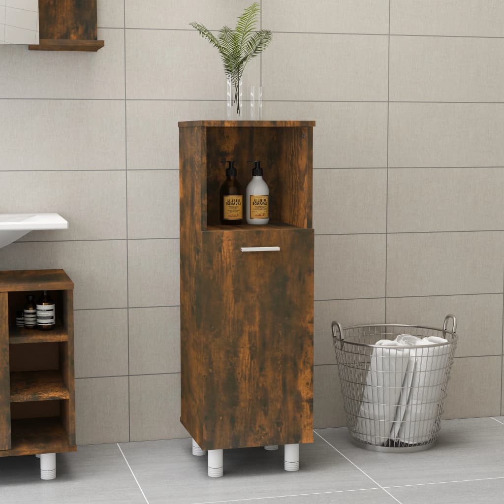Armadietto Bagno Rovere Fumo 30x30x95 cm in Legno Multistrato | homemem39