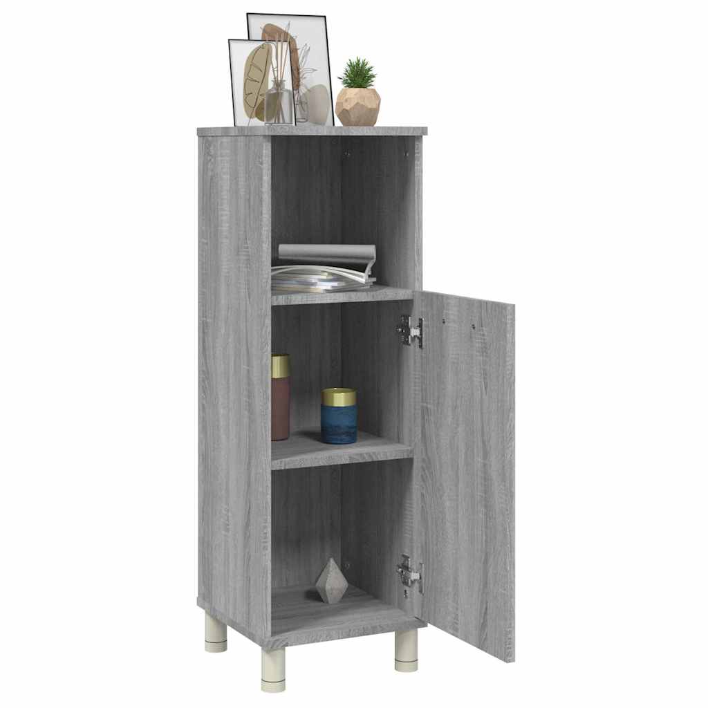 Armadietto Bagno Grigio Sonoma 30x30x95 cm in Legno Multistrato