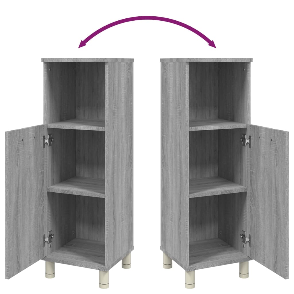 Armadietto Bagno Grigio Sonoma 30x30x95 cm in Legno Multistrato