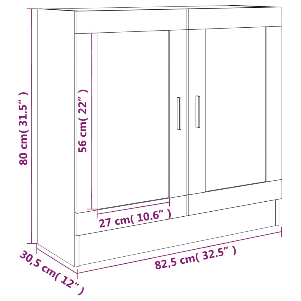 Mobile Vetrina Rovere Marrone 82,5x30,5x80 cm Legno Multistrato