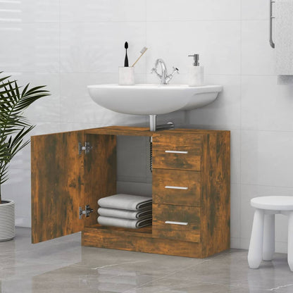 Mobile Lavabo Rovere Fumo 63x30x54 cm in Legno Multistrato | homemem39