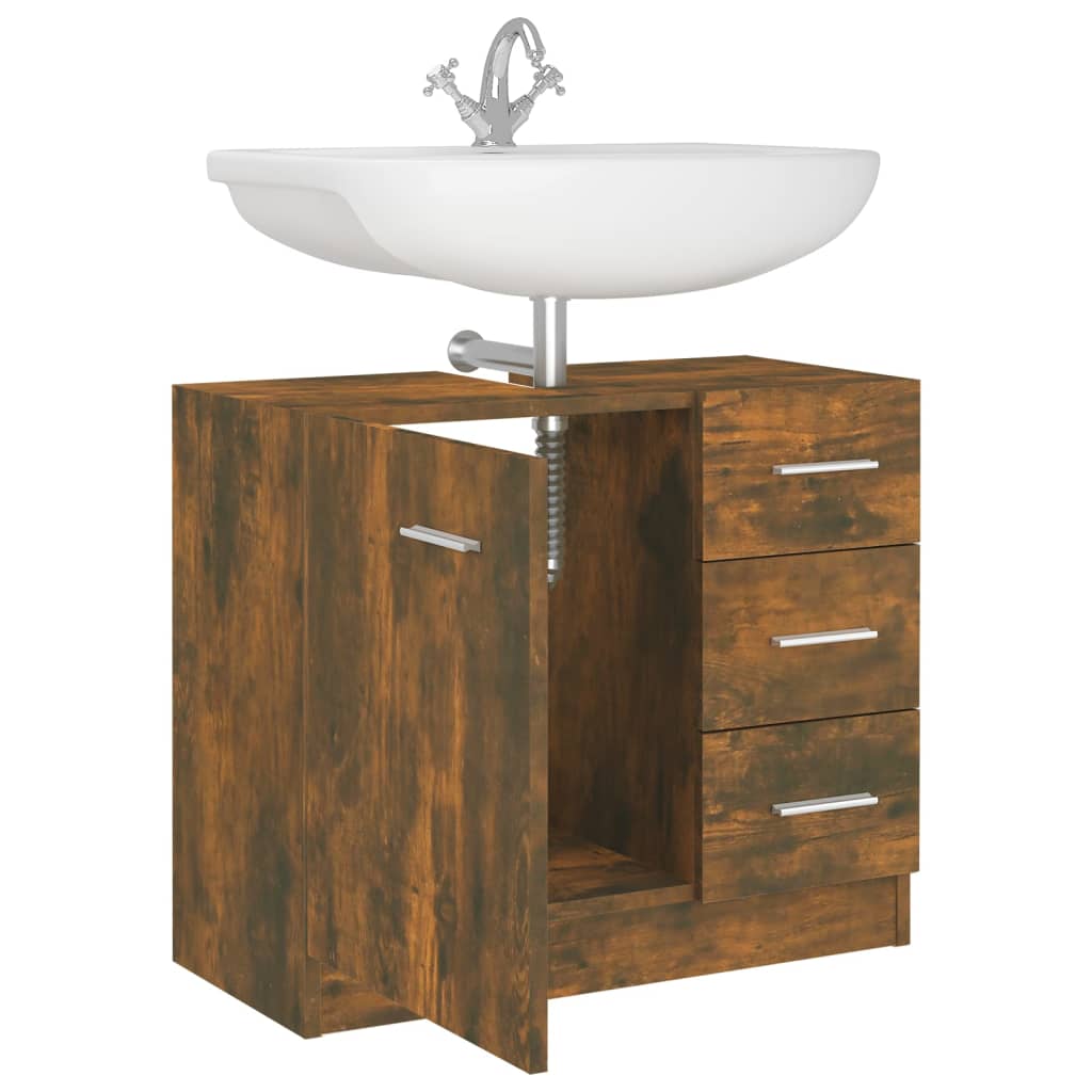 Mobile Lavabo Rovere Fumo 63x30x54 cm in Legno Multistrato | homemem39
