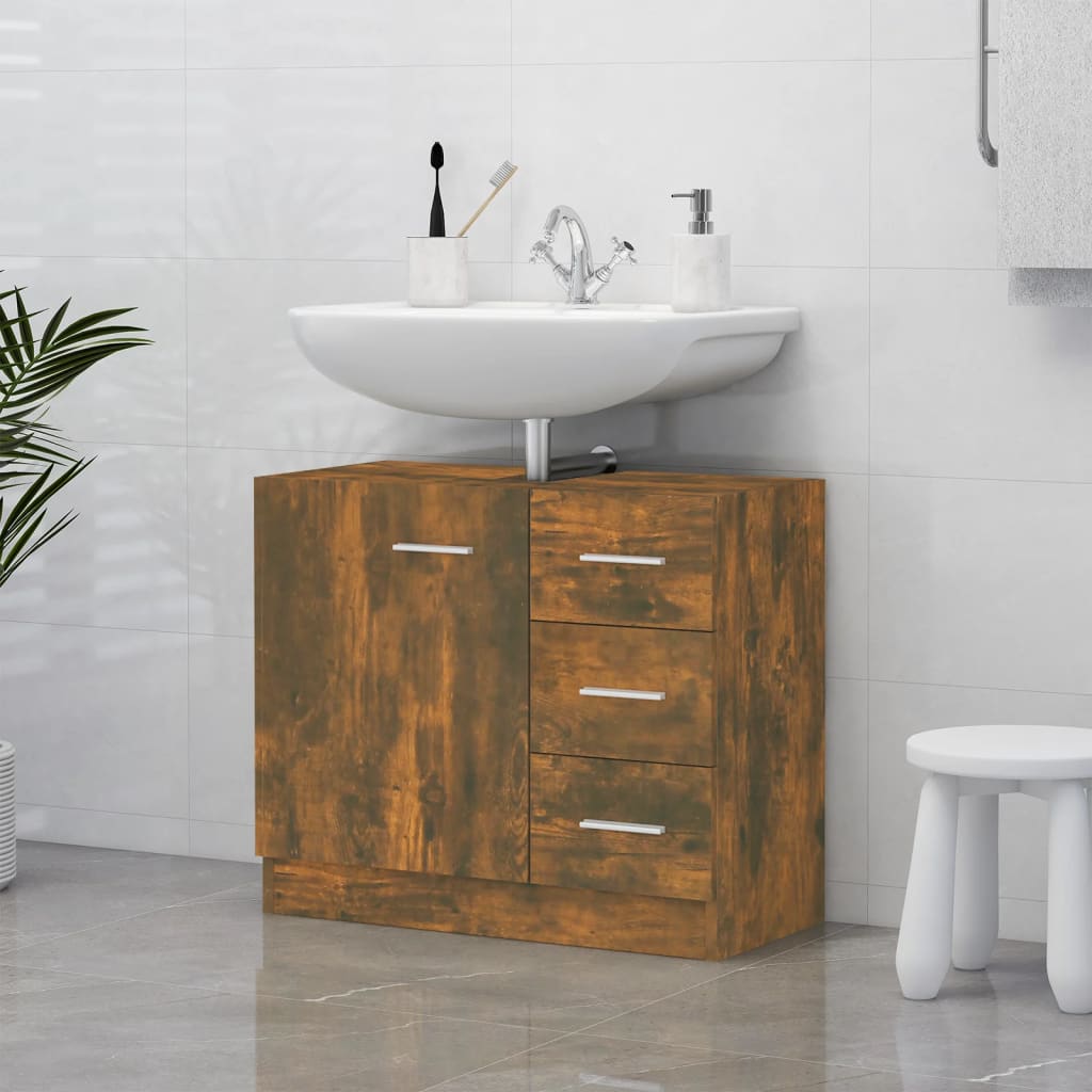 Mobile Lavabo Rovere Fumo 63x30x54 cm in Legno Multistrato | homemem39
