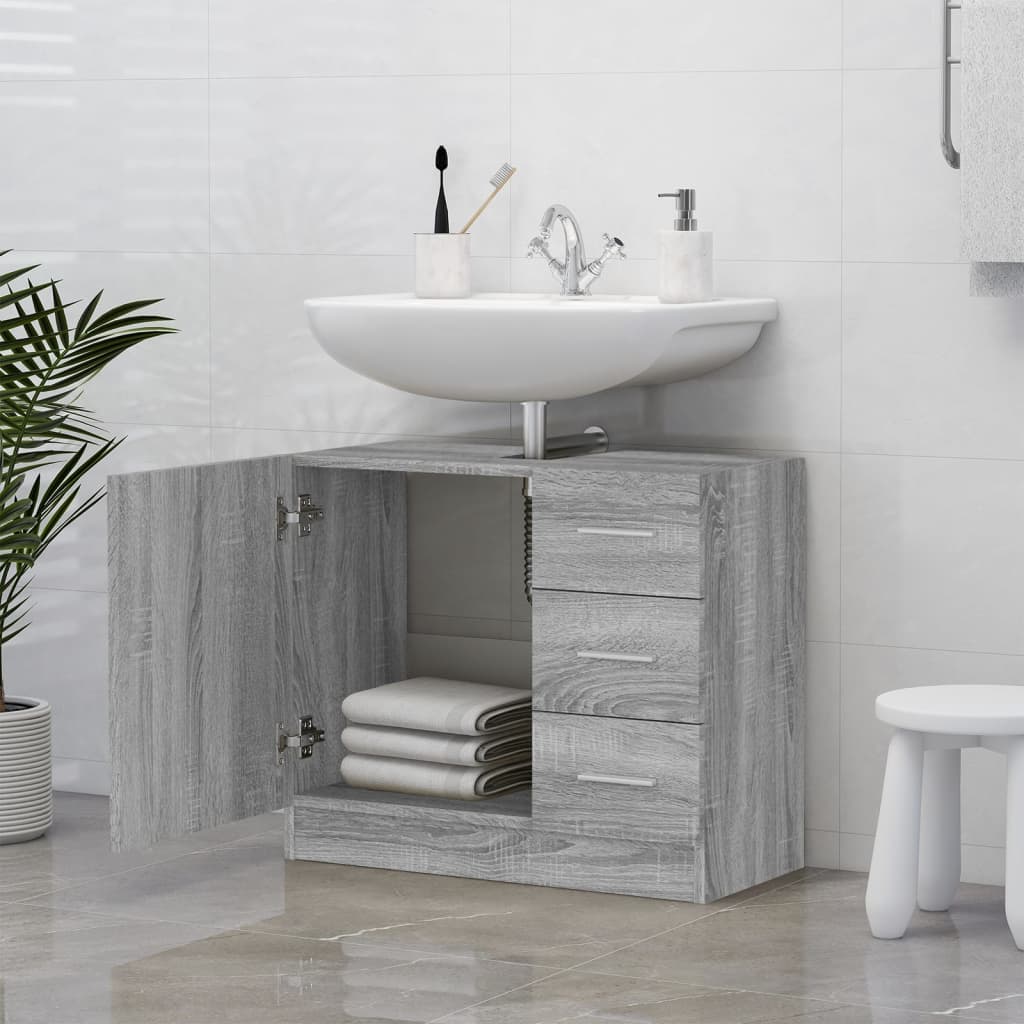 Mobile Lavabo Grigio Sonoma 63x30x54 cm in Legno Multistrato | homemem39