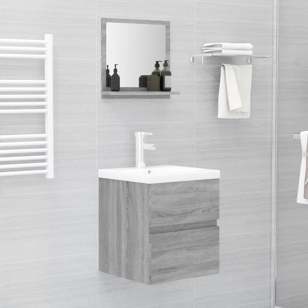 Specchio da Bagno Grigio Sonoma 40x10,5x37 cm Legno Multistrato | homemem39