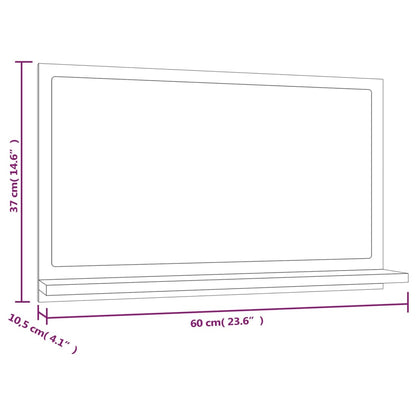 Specchio da Bagno Rovere Fumo 60x10,5x37cm in Legno Multistrato