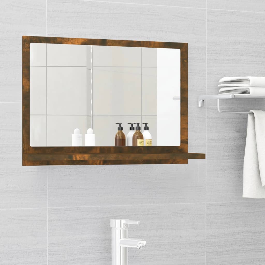 Specchio da Bagno Rovere Fumo 60x10,5x37cm in Legno Multistrato | homemem39