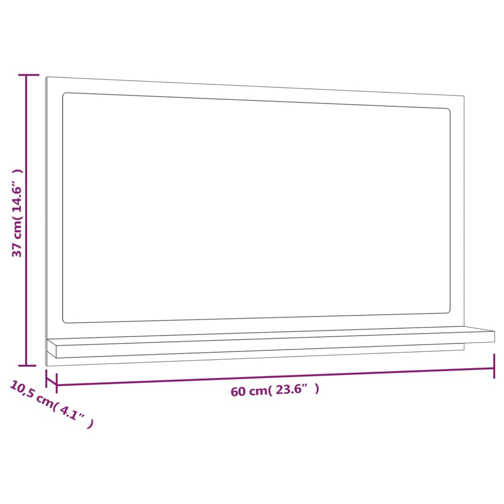 Specchio da Bagno Grigio Sonoma 60x10,5x37 cm Legno Multistrato | homemem39