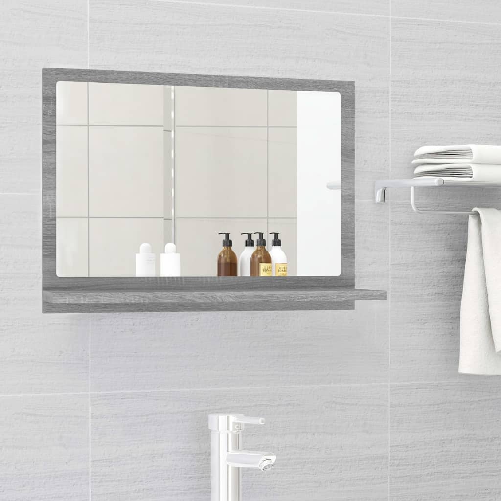 Specchio da Bagno Grigio Sonoma 60x10,5x37 cm Legno Multistrato | homemem39