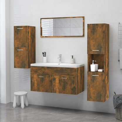 Armadietto Bagno Rovere Fumo 30x30x130 cm in Legno Multistrato | homemem39